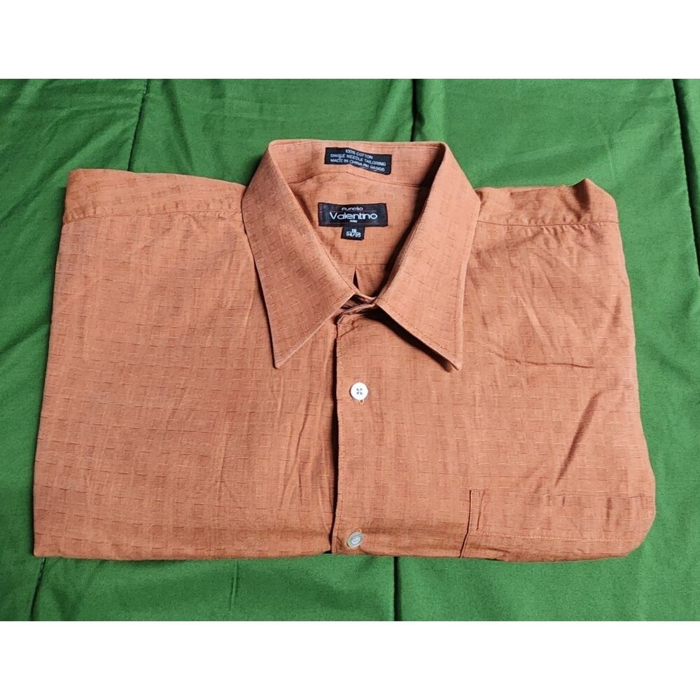 Aurelio Valentino Italy Button Up Men's Dress Shirt Orange Size 19-34/35